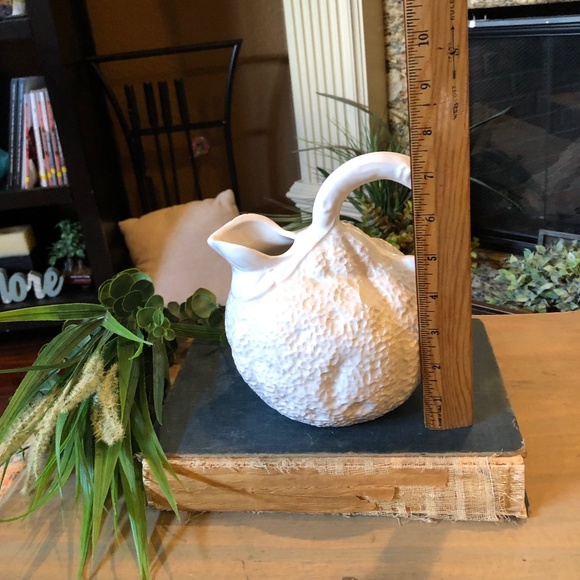 Italian White Large Ceramic Fruit Mandarin Orange Shaped Pitcher - Picture 6 of 8